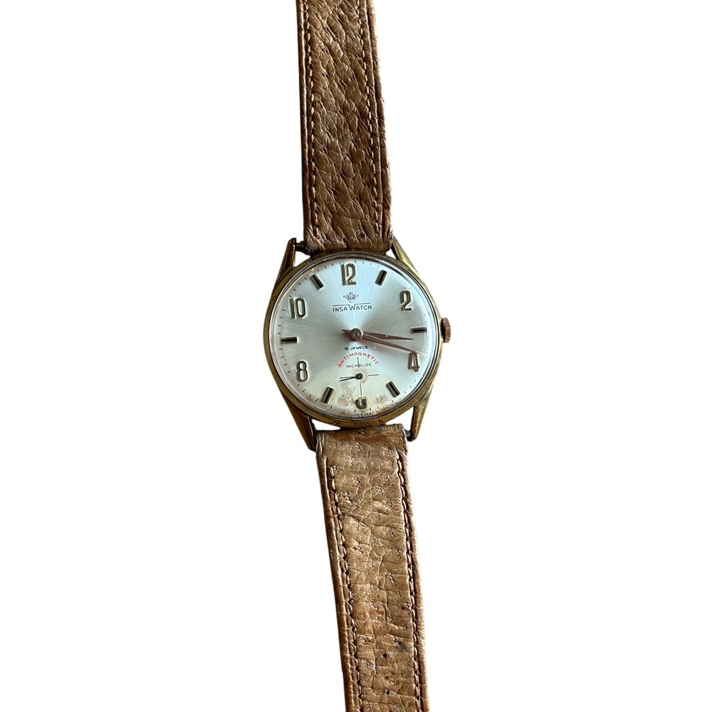Vintage Insa Watch 15 Jewels Swiss Made Antimagnetic Incabloc Manual Gold Tone - Picture 3 of 7